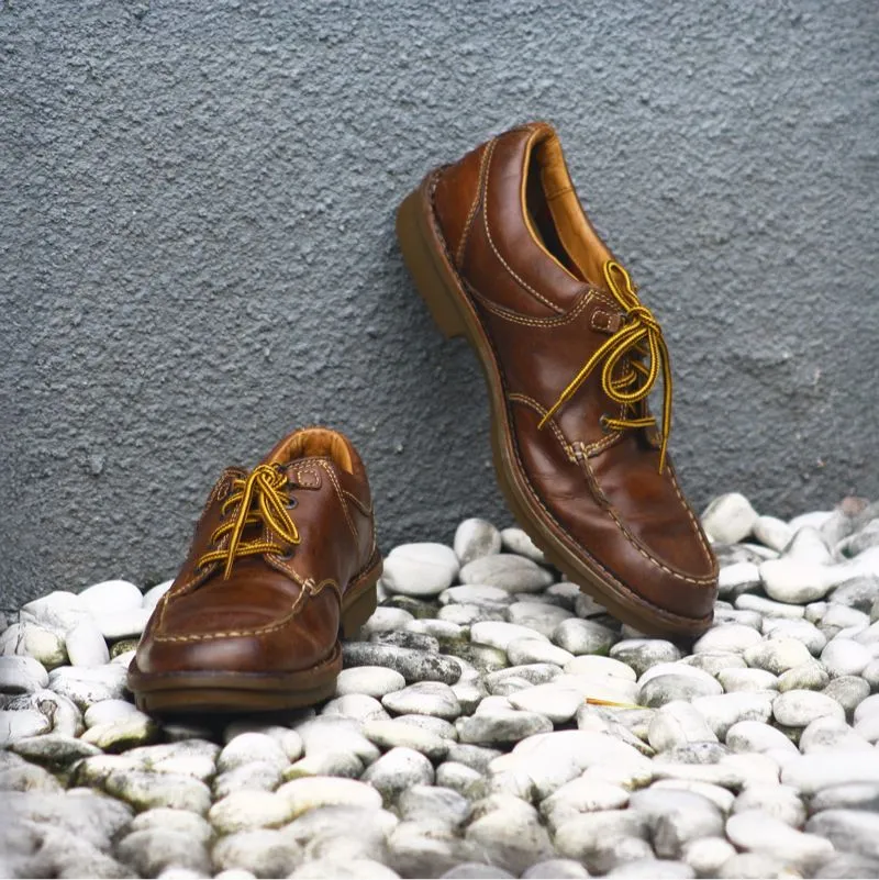 CLARKS Men’s Moc Toe Brown Leather Shoes | Size 44 | No Box photo 1