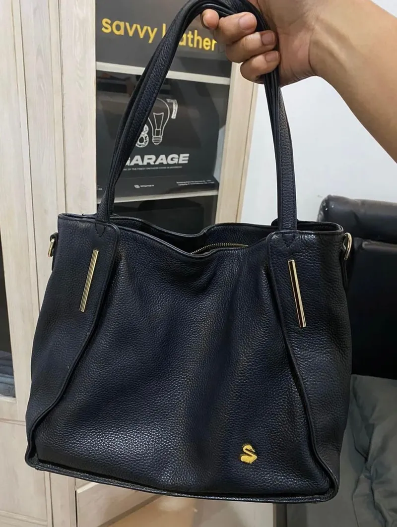 Loca Leather Vintage Tote bag Wanita black photo 1