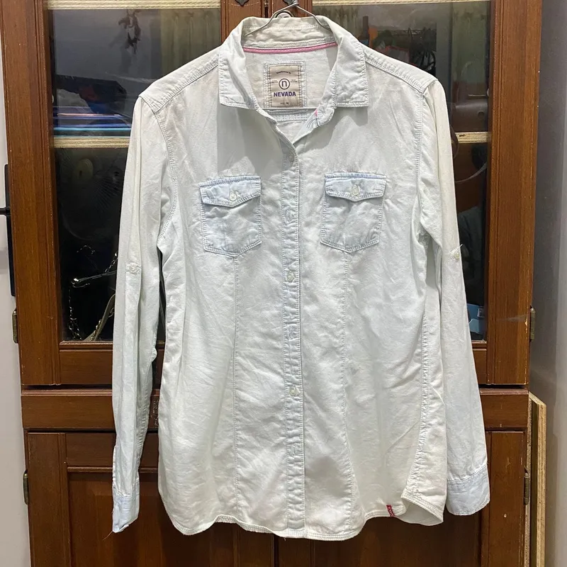 Nevada Casual Shirt Wanita white blue photo 1