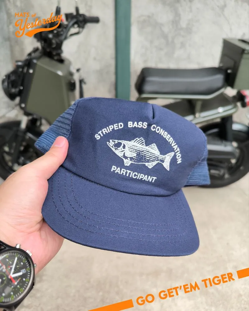Topi ikan Stripped Bass Conservation vintage trucker hat  photo 1