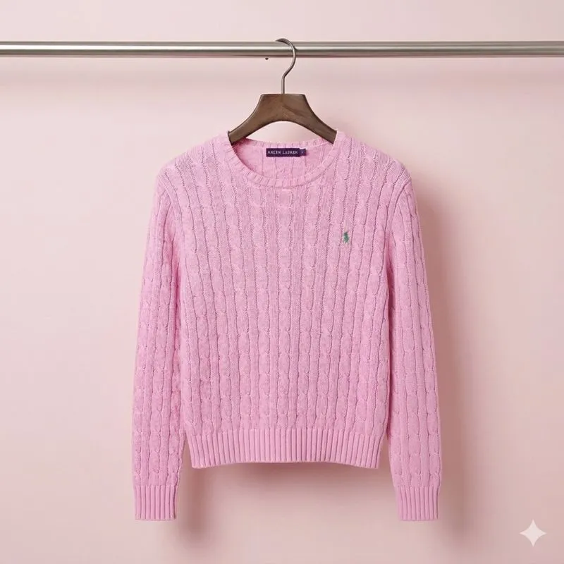 Sweater Ralph Lauren Cableknit Rajut Full Kepang Pink photo 1