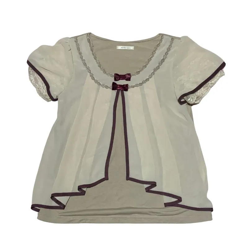 Y2k Axes femme red ribbon protagonist blouse photo 1