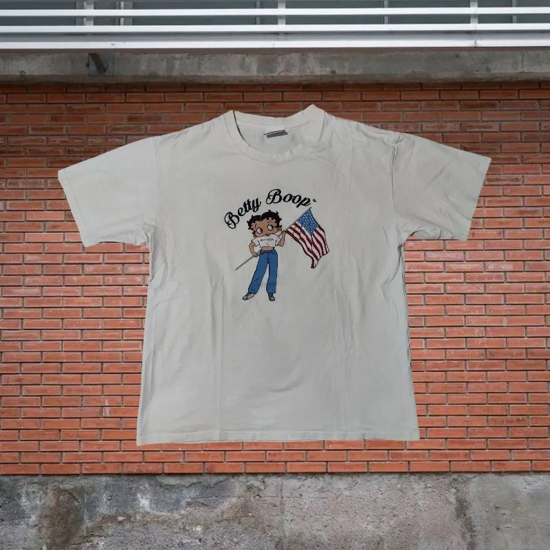 USA BETTYBOOP VINTAGE BROKEN WHITE T-SHIRT  photo 1