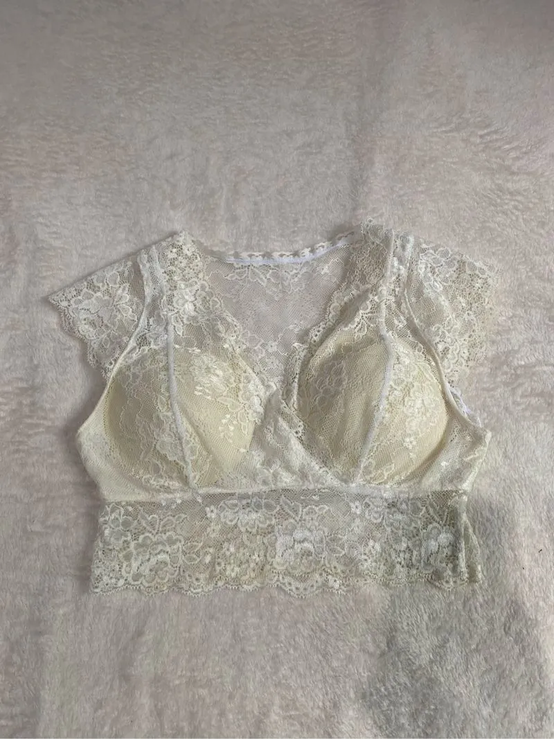 Top lace cream ngecrop photo 1