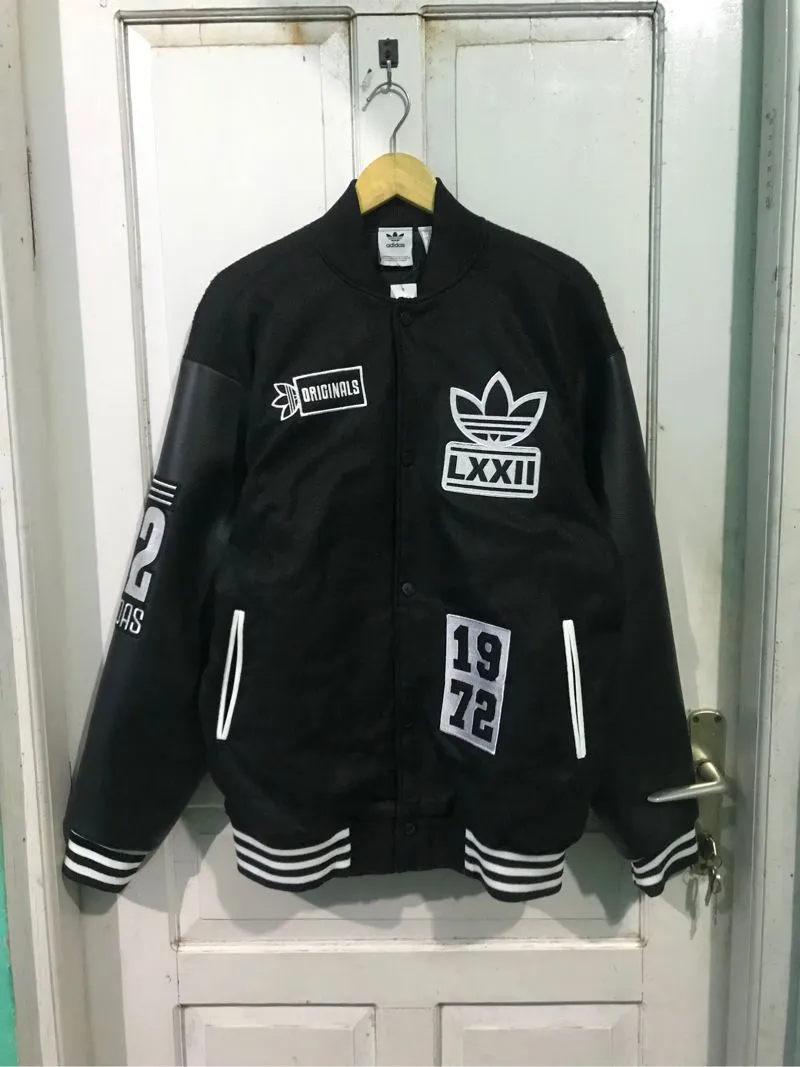 Adidas varsity faux leather jacket photo 1