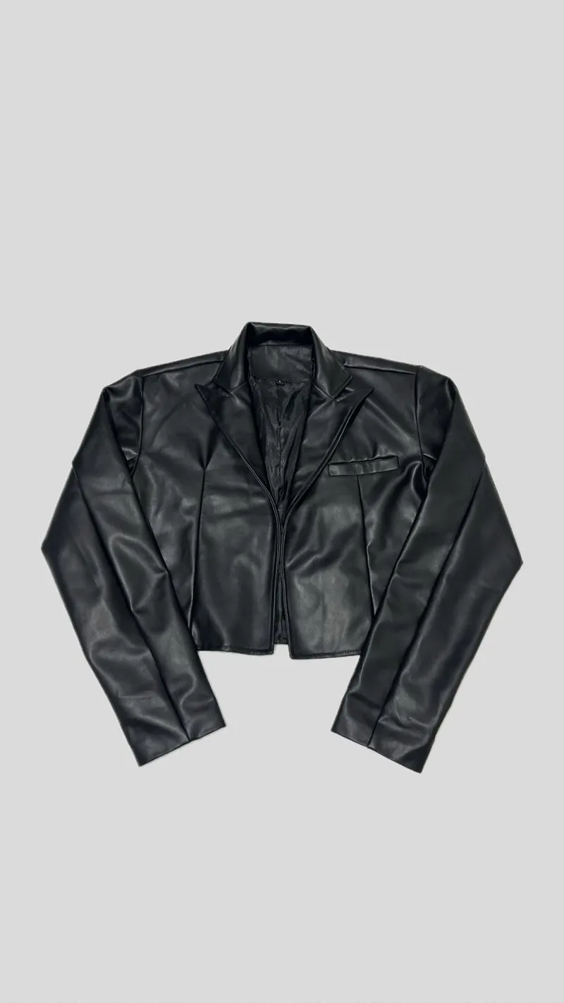 LEATHER CROP JACKET photo 1