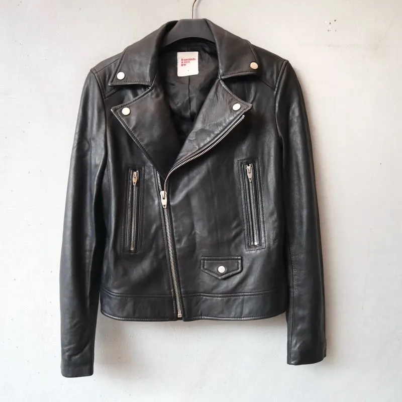 M kulit domba Jaket kulit asli ramones cewek b photo 1