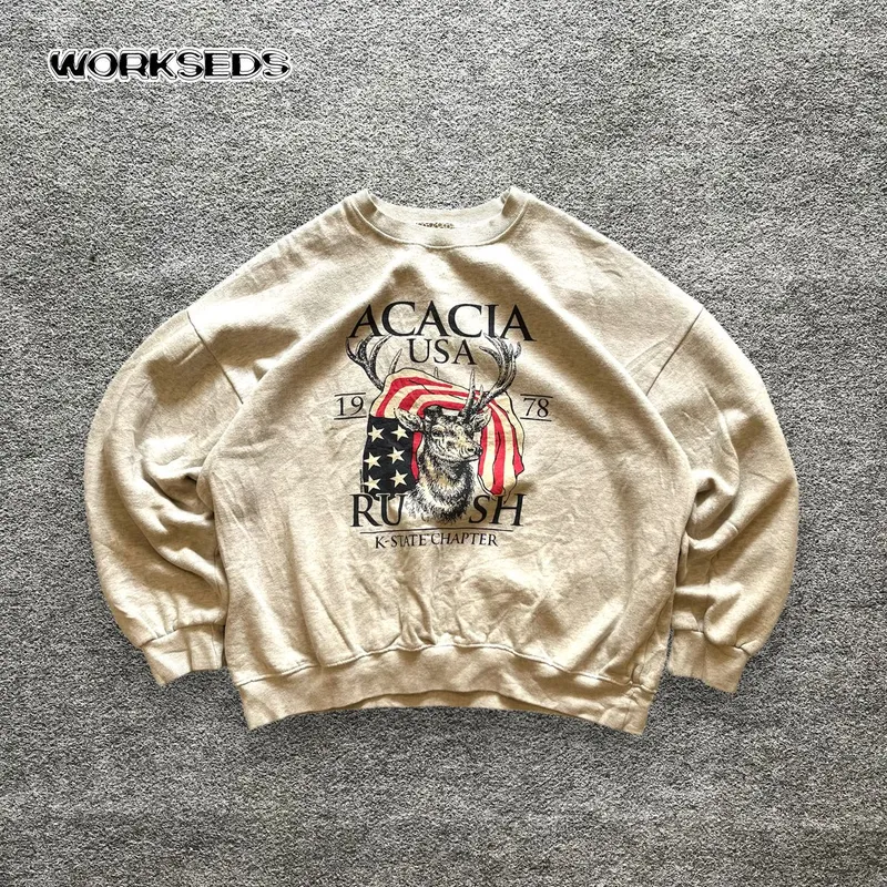 Vintage Streetwear Sweater Pria white gray