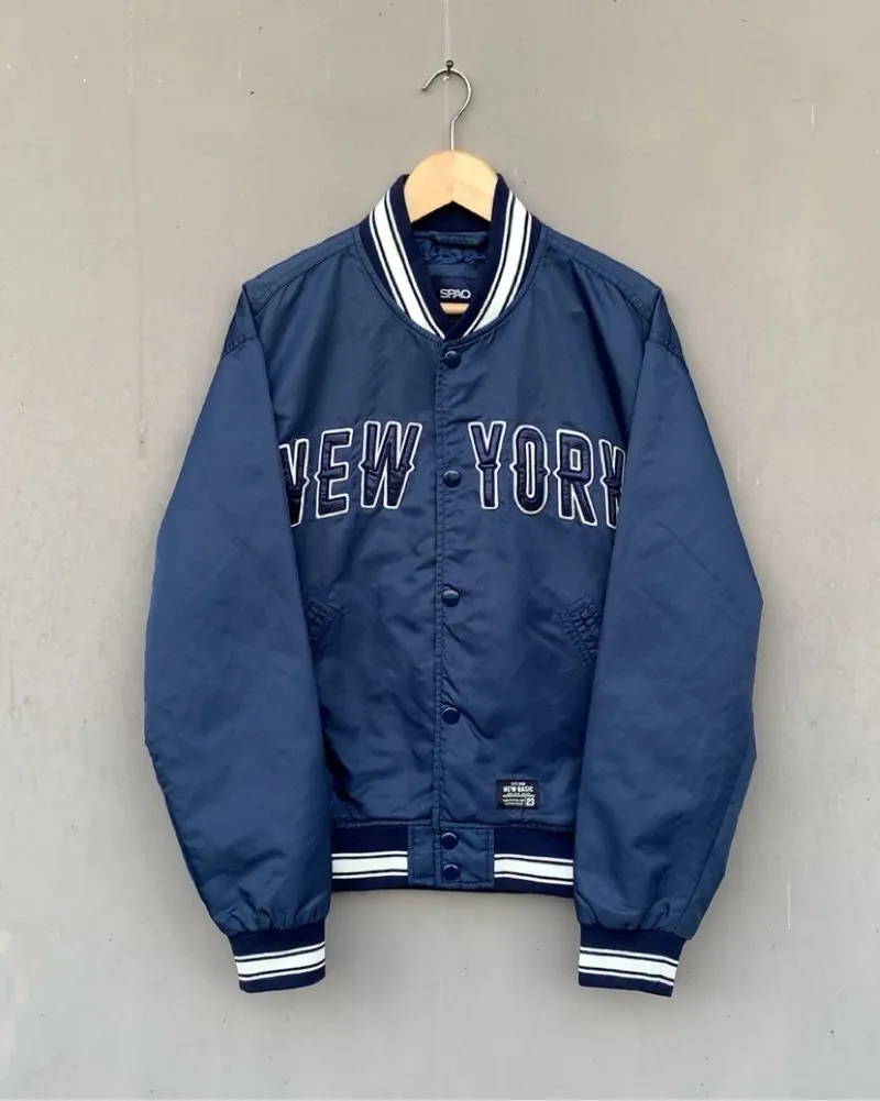 Vintage SPAO MLB New York Bomber Varsity Satin Nylon Jacket photo 1