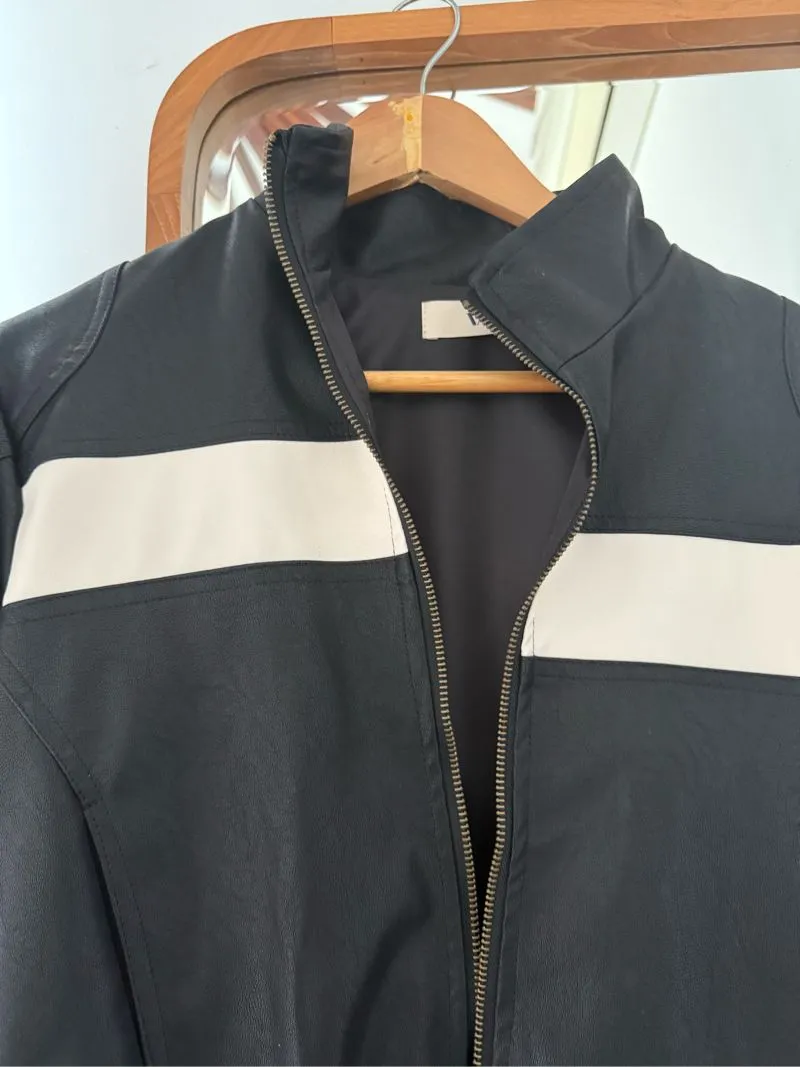Faux leather bomber jacket photo 1