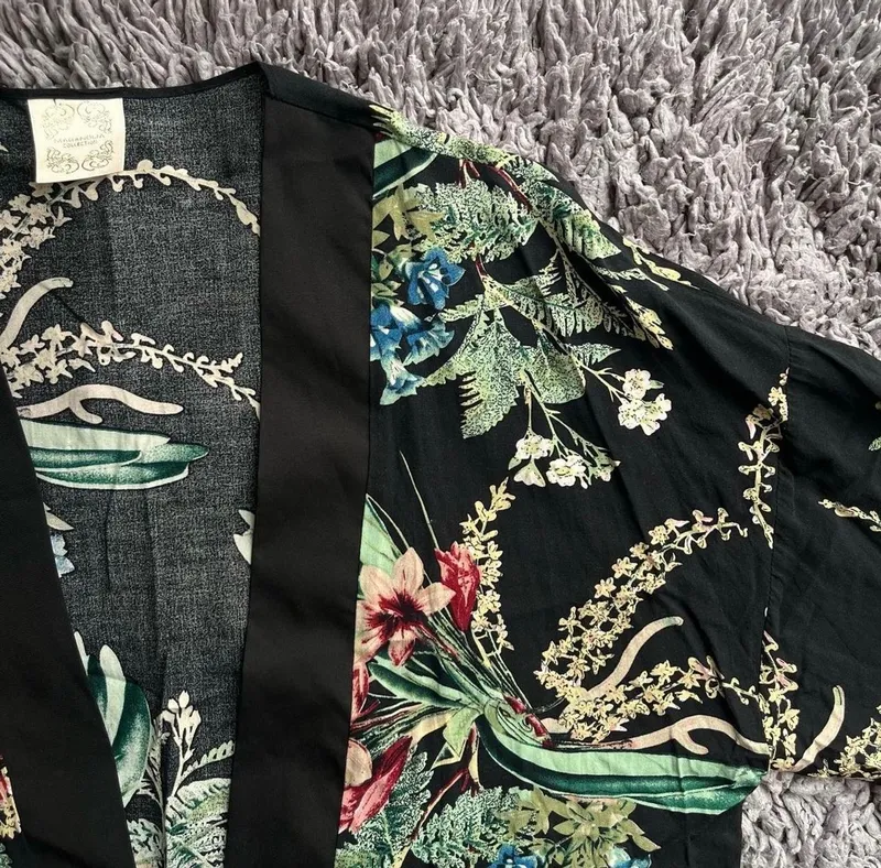 Minimalist Casual Kimono Wanita green black photo 1