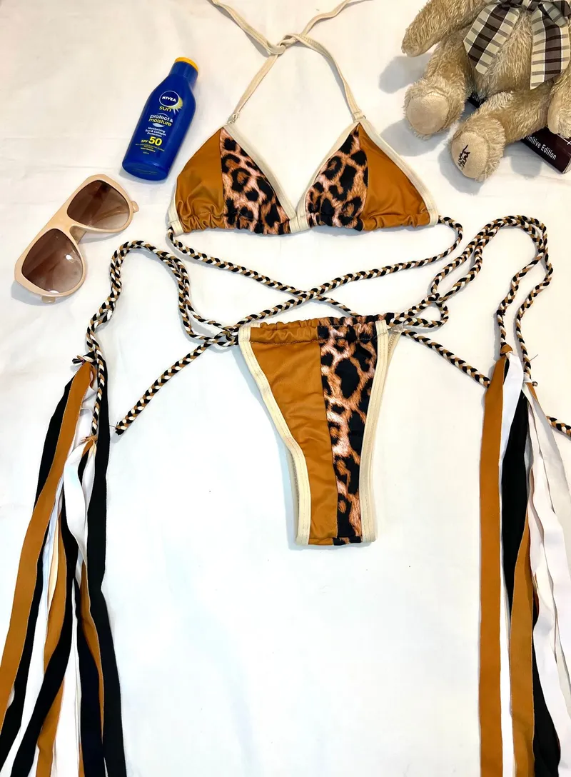 Vintage Swimwear Wanita brown photo 1