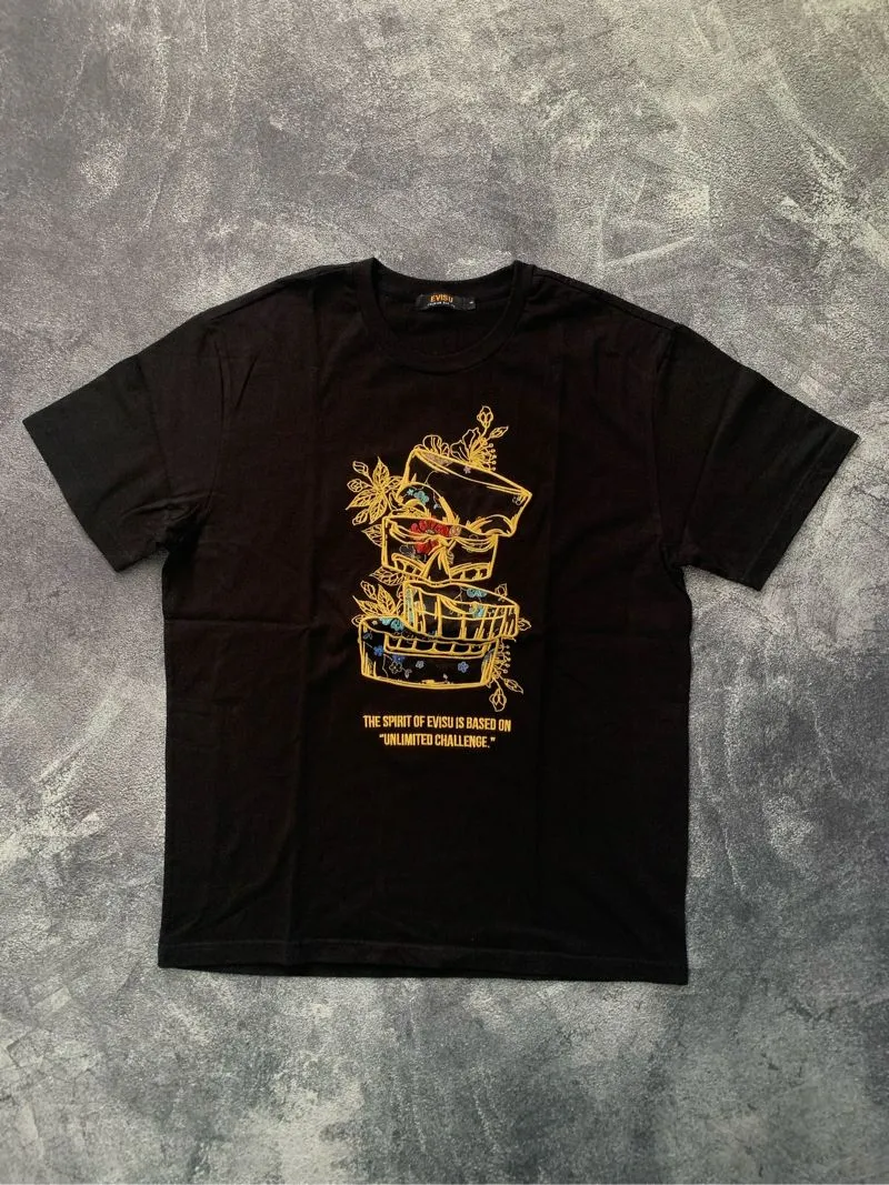 Kaos Hitam Evisu Big Logo Bordir photo 1