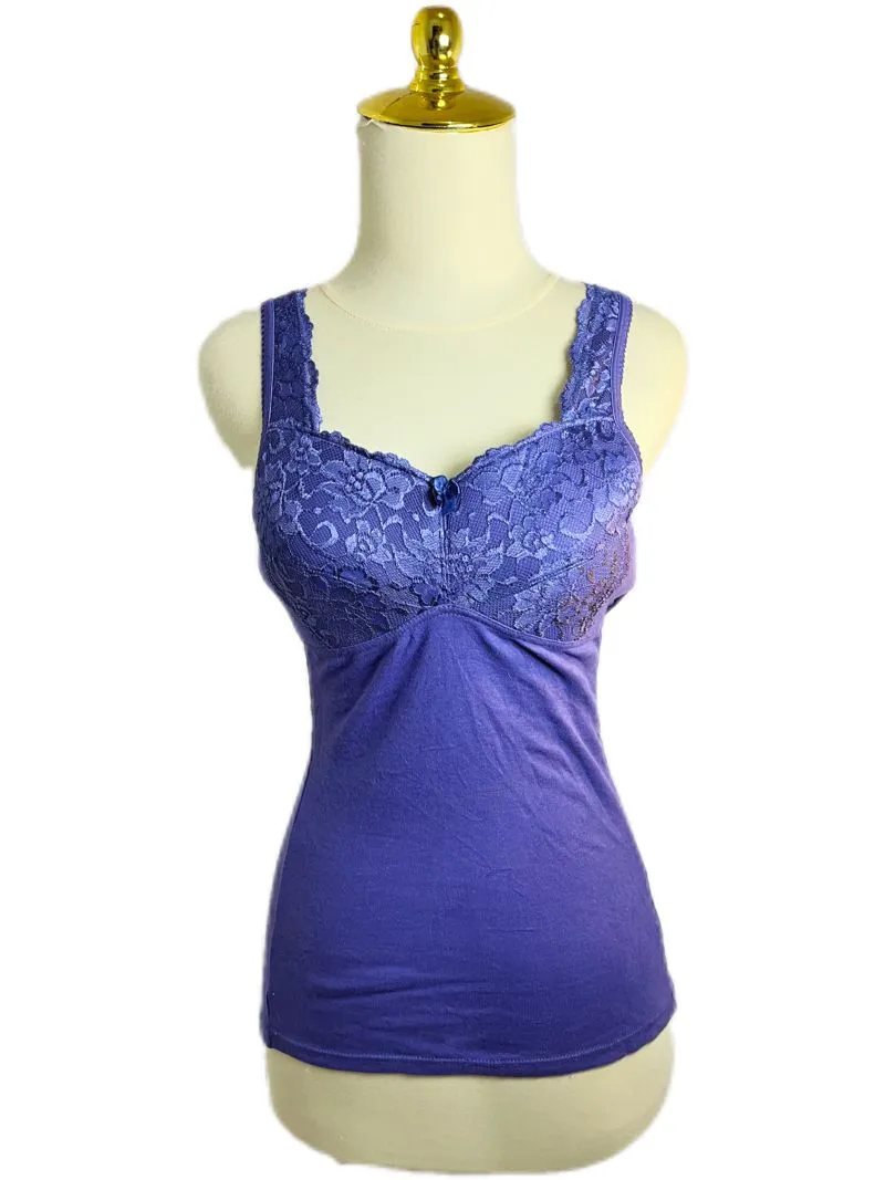 Navy Lace V Neck Tanktop photo 1