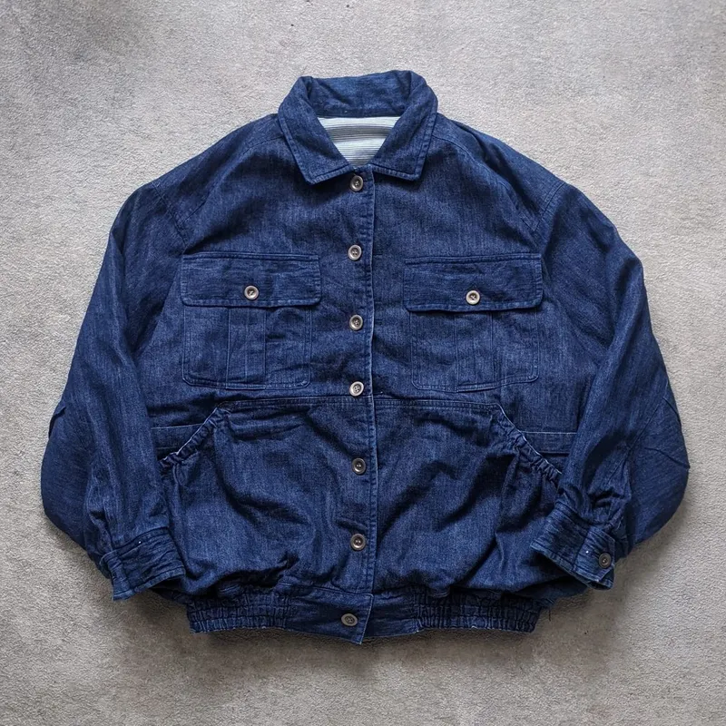 Issey Miyake Vintage Avant Garde Bomber jacket Pria white navy gray photo 1
