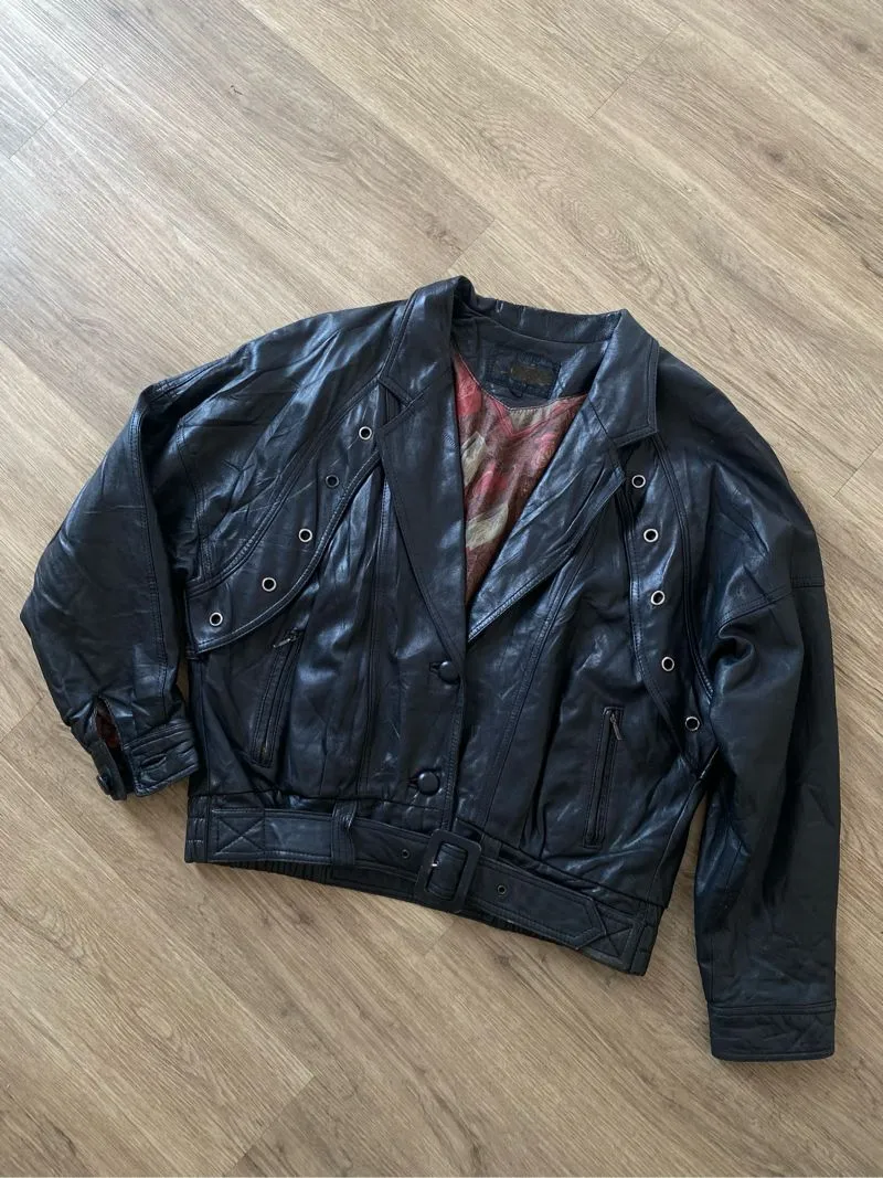 VINTAGE BOMBER LEATHER JAKET | CASUAL | BIKER photo 1