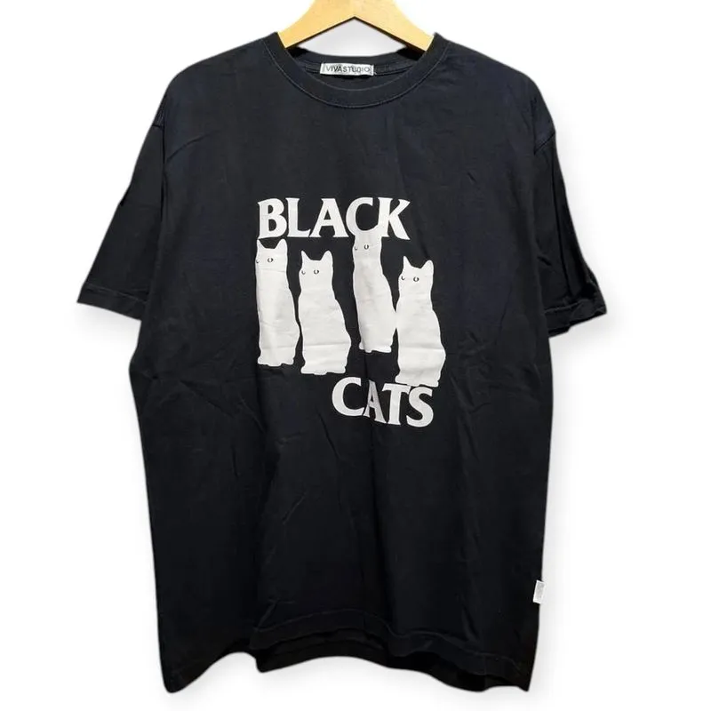 VIVASTUDIO - BLACK CATS RIPOFF BLACK FLAG T-SHIRT | KAOS | G photo 1