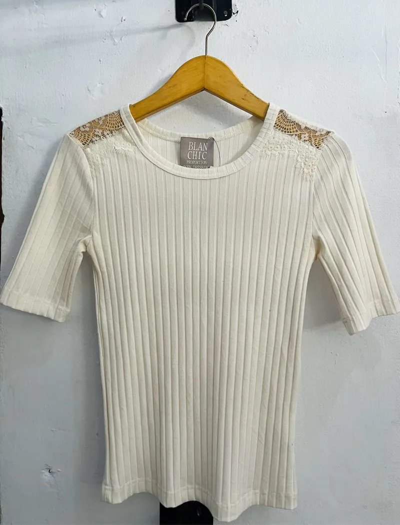 Blouse Rib Putih Lace photo 1