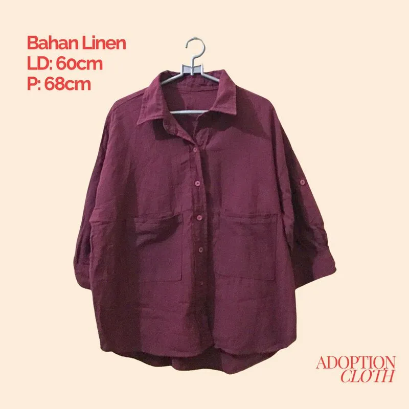 Kemeja Linen Maroon photo 1
