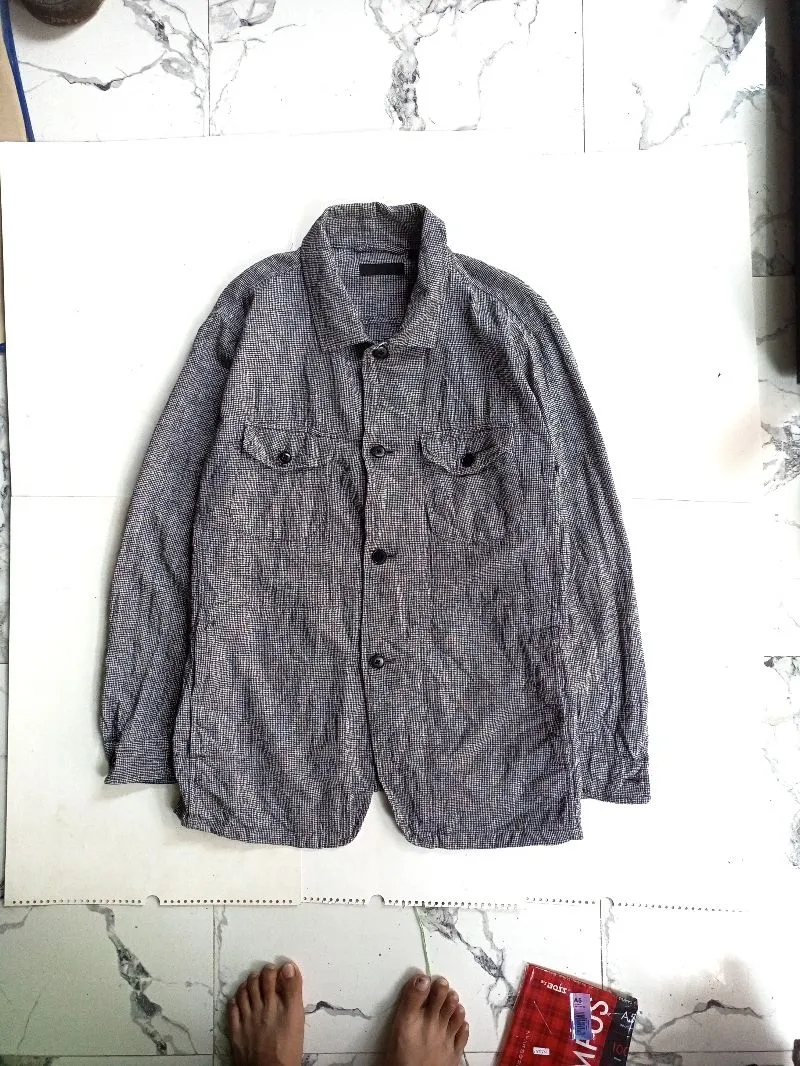 Uniqlo Luxury Casual Formal shirt Pria white black photo 1