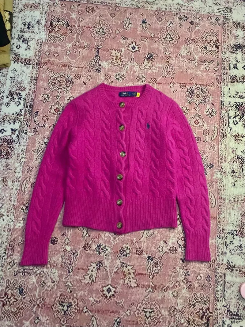 Polo ralph Lauren Cardigan Fushcia Cashmere photo 1