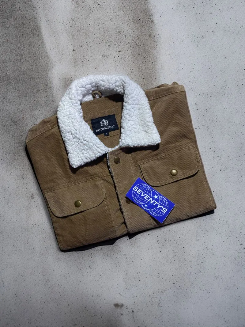 Corduroy Sherpa Jacket by Local Brand “ootdsupply” (Brown)  photo 1