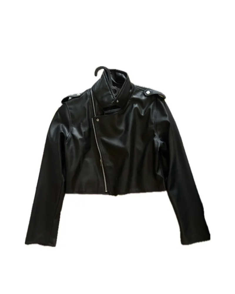 black leather jacket photo 1