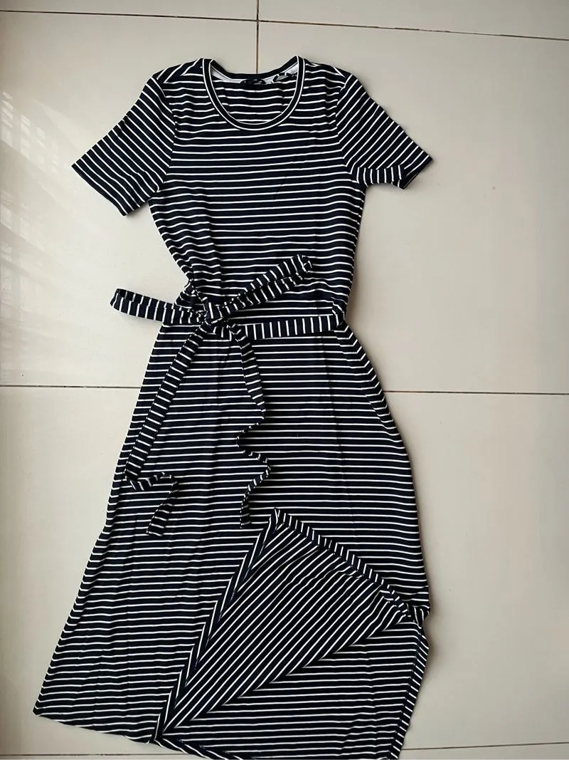 Striped Navy Midi Dress photo 1