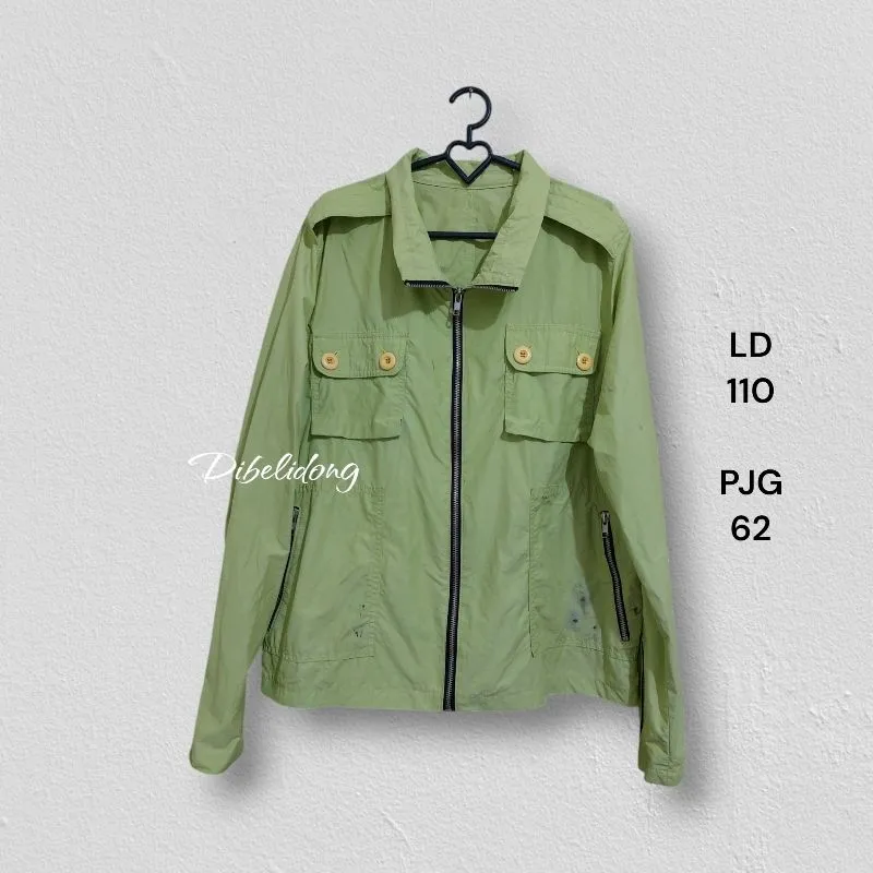 Jaket hijau fullziper minus noda tinta photo 1