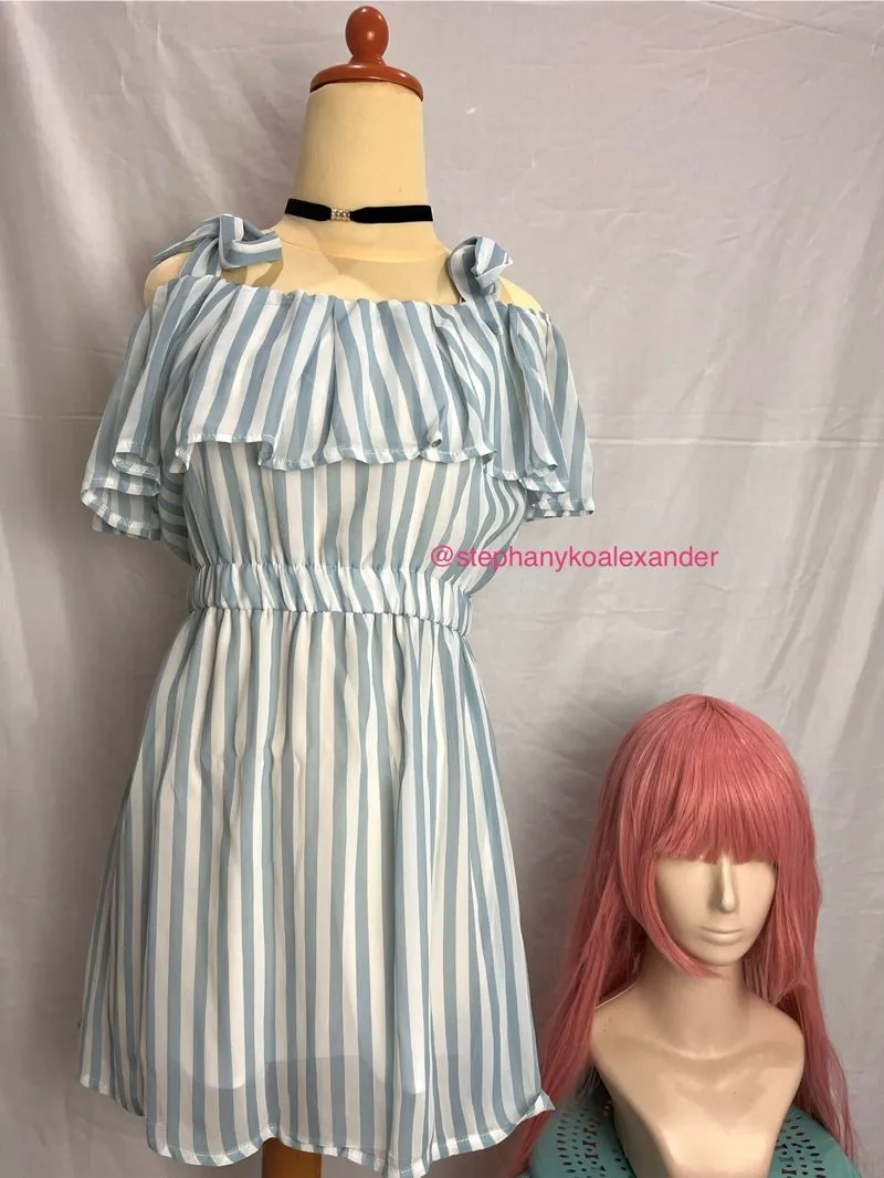 Dress garis biru putih photo 1