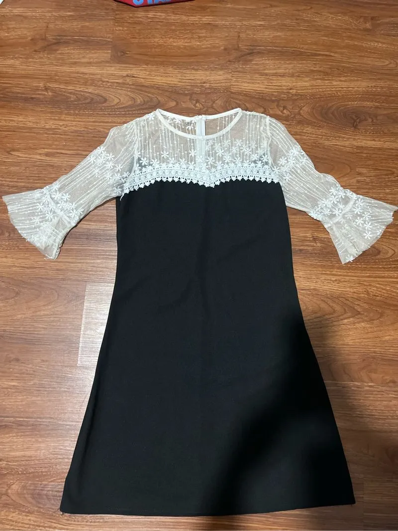Elegant Midi Dress Women B&W Panelli photo 1