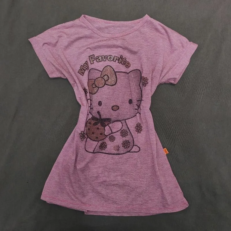 Y2k Hello Kitty Graphic Stripe Shirt photo 1