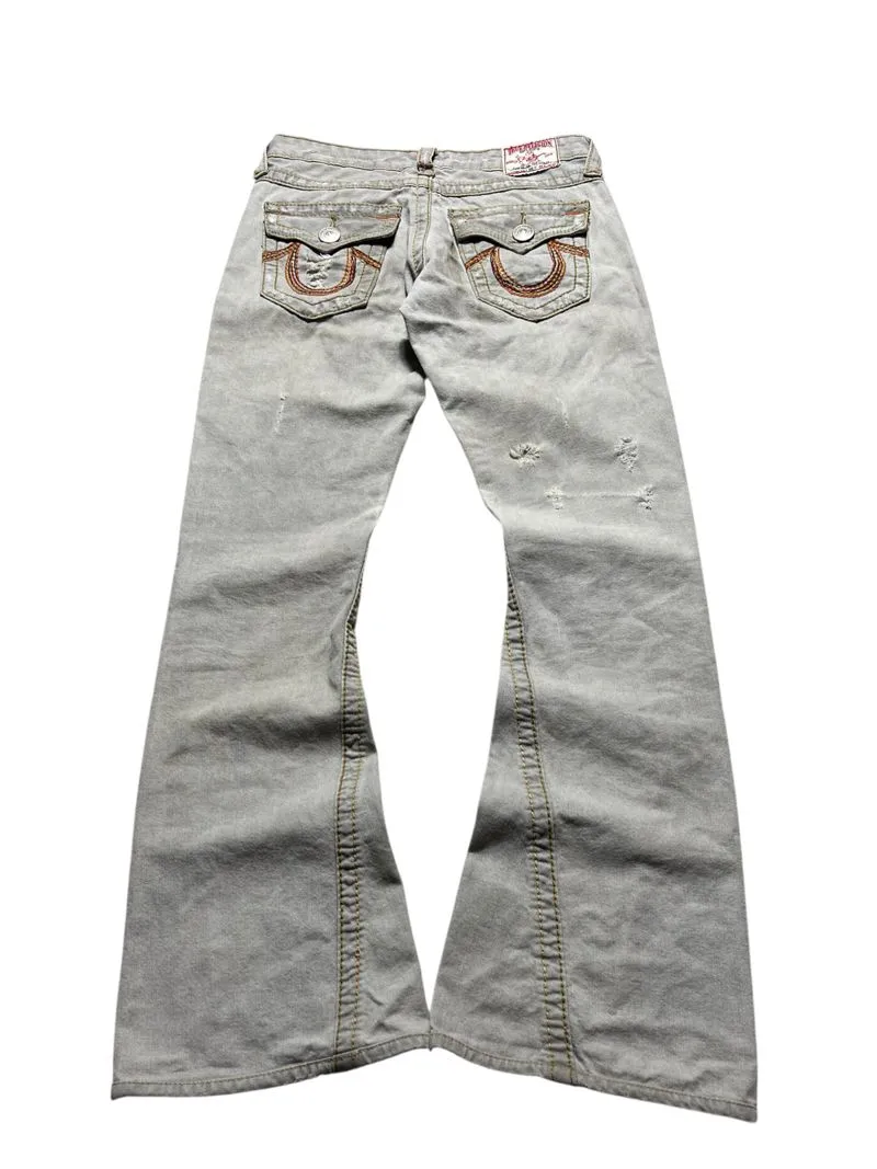 True Religion Joey Big T Distressed Flared Pants photo 1