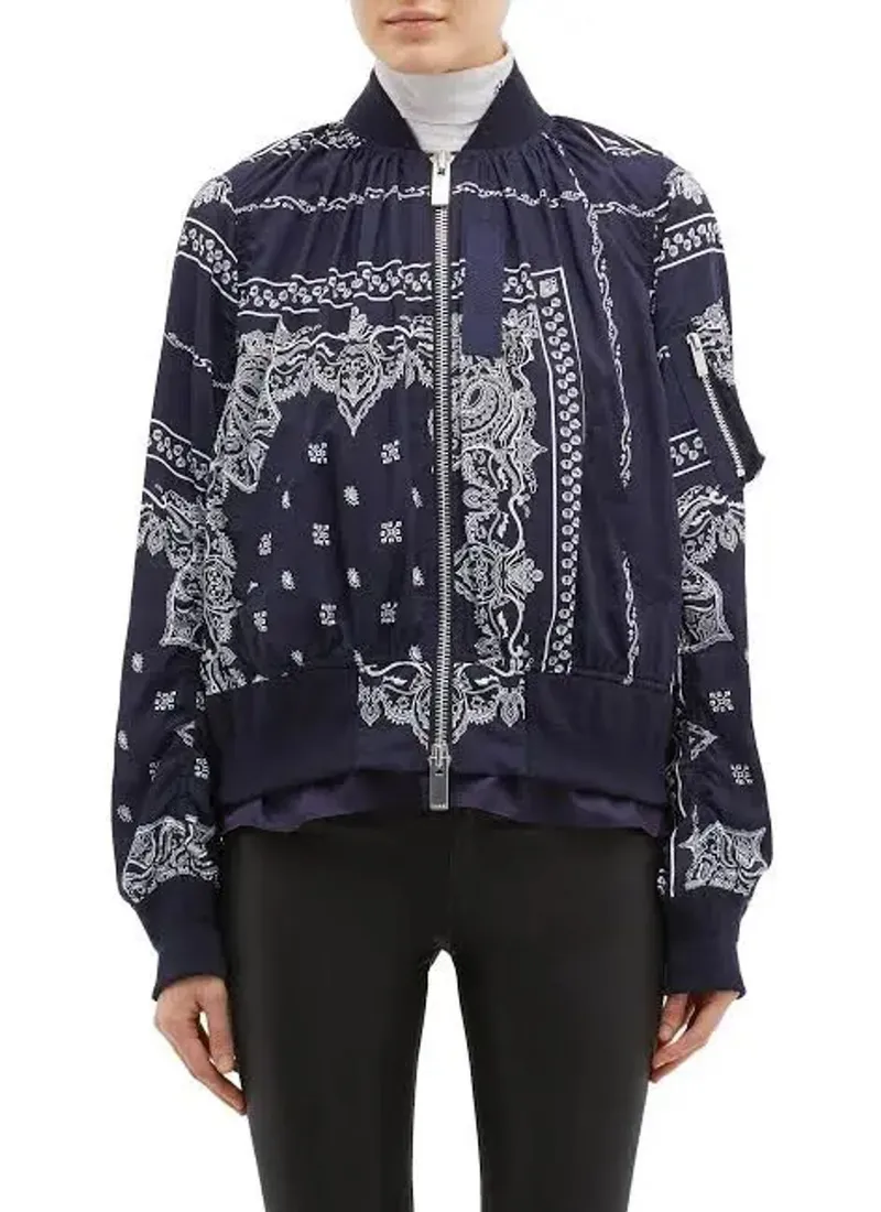 Sacai Y2K Grunge Bomber jacket Wanita white navy photo 1
