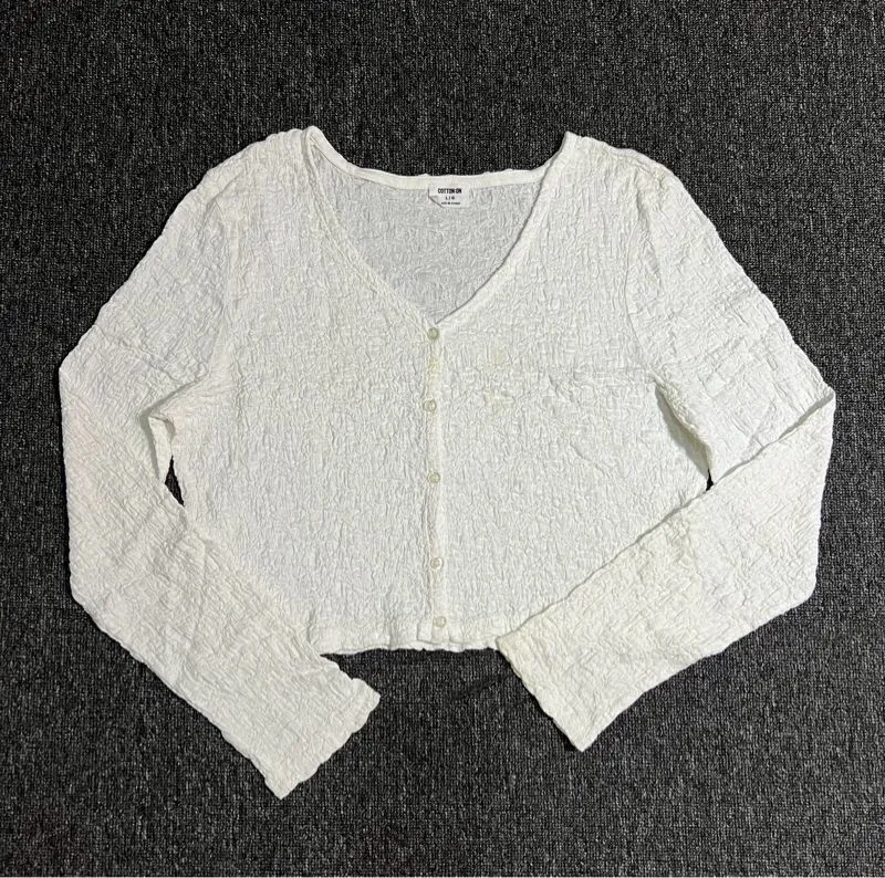 COTTON ON long sleeve embroidered cardigan blouse textured c photo 1