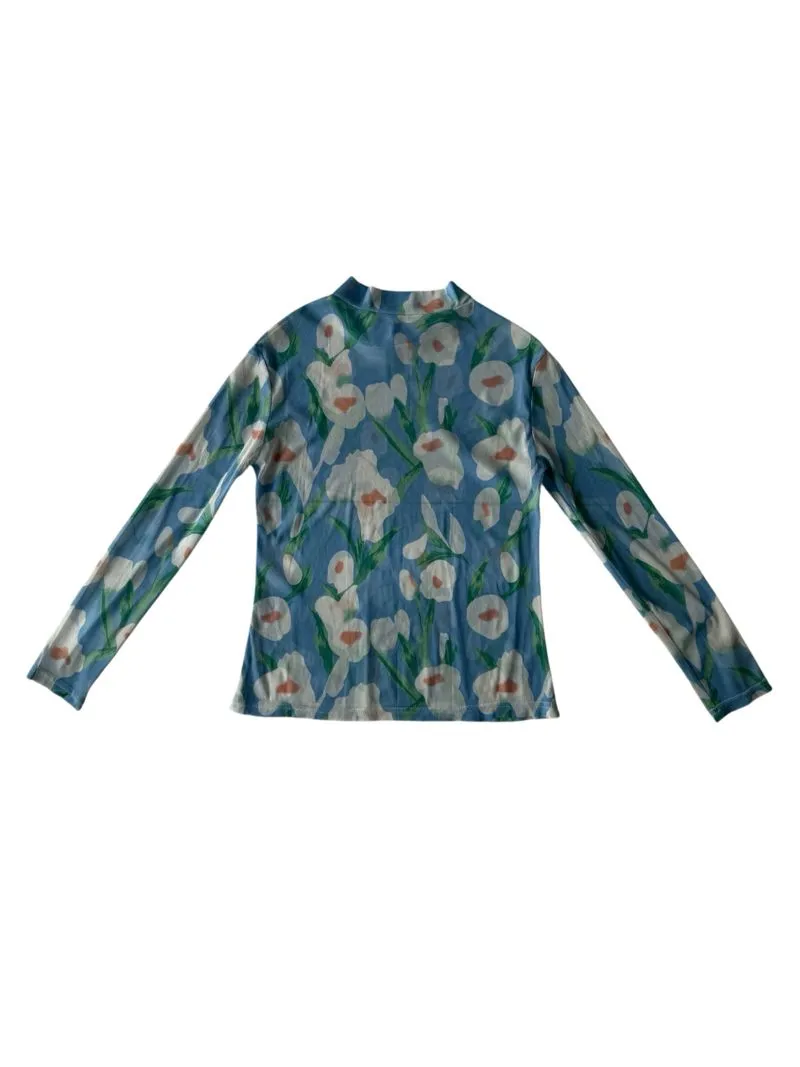 Y2k floral long sleeve sheer top photo 1
