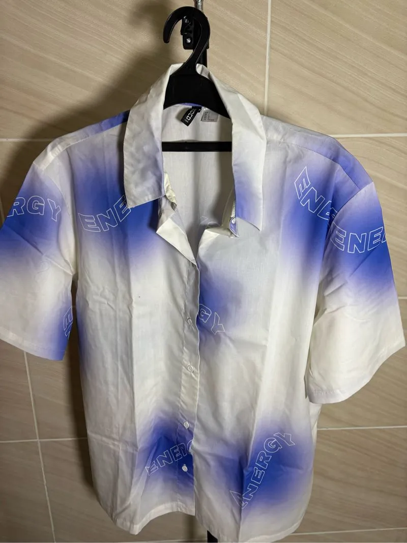 KEMEJA H&M TIE DYE BIRU PUTIH photo 1