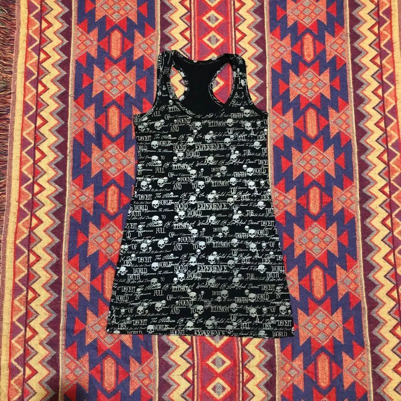 Vintage japanese brand y2k goth skull tanktop photo 1