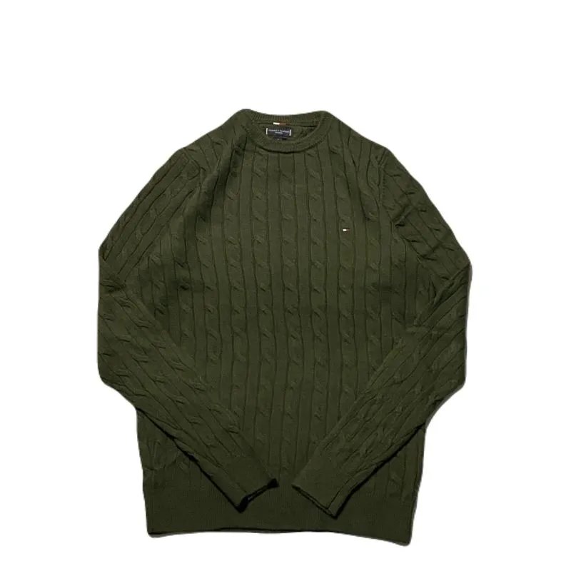 T**MY HILFG Cable Knit Sweater Dark Green photo 1