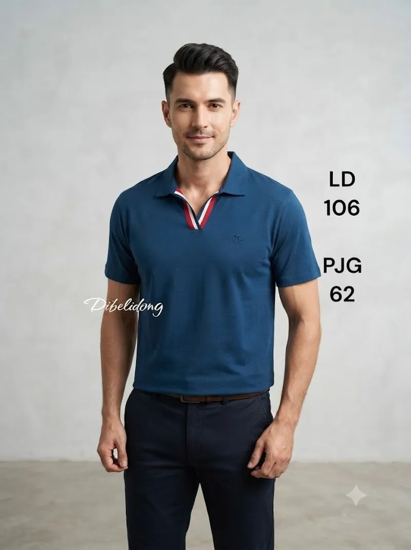 Kaos pendek berkerah biru photo 1