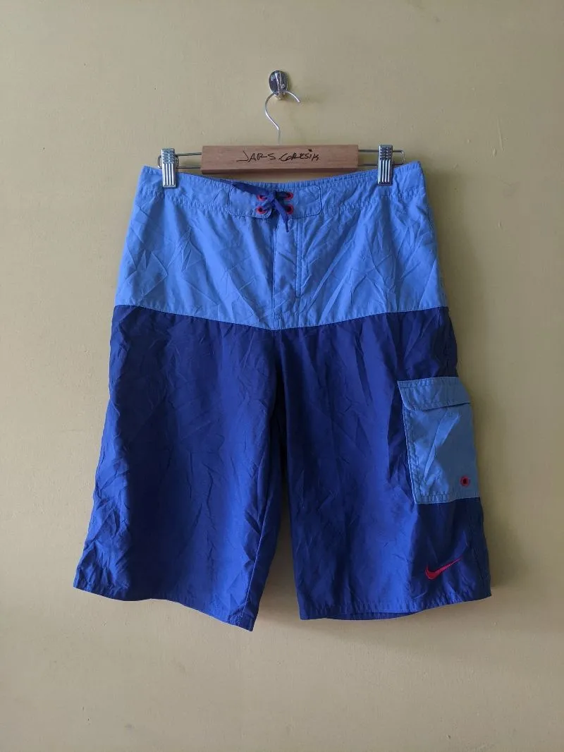 Nike Swim Men's Mid Blue Cargo Board Shorts Indonesia Made photo 1