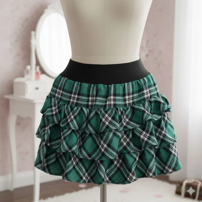 Tartan Skirt | Ruffle Skirt | Mini Skirt |Colza Skirt |  Coq photo 1