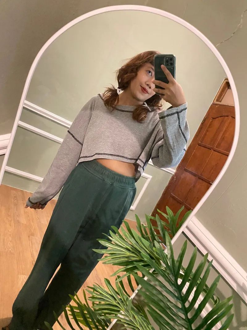 Streetwear Crop top Wanita gray photo 1