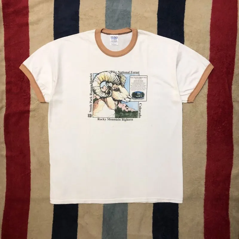 Vintage Rocky Mountain Bighorn Ringer T-Shirt by Gildan photo 1