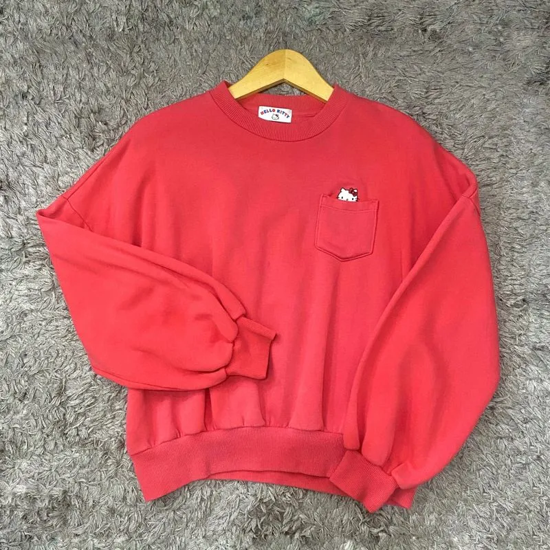 Sweater Crewneck Wanita GU x Hellokitty Croptop Balon photo 1