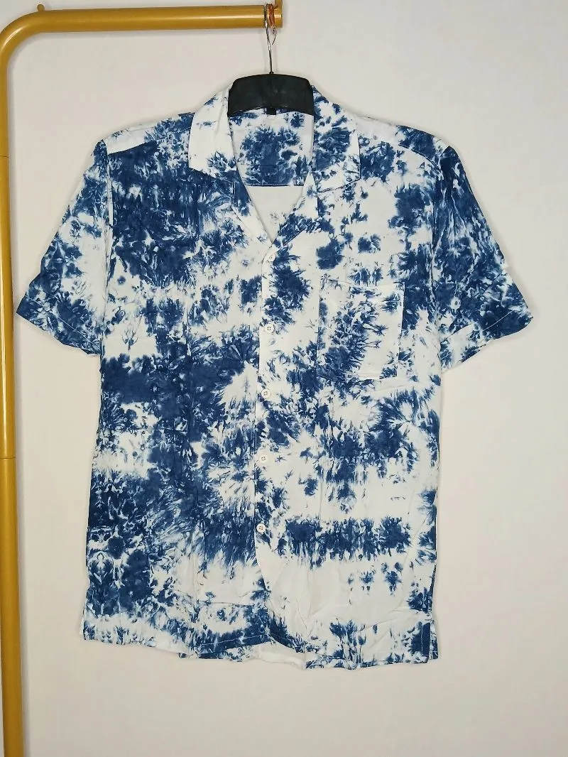 Kemeja lengan pendek tie dye biru photo 1