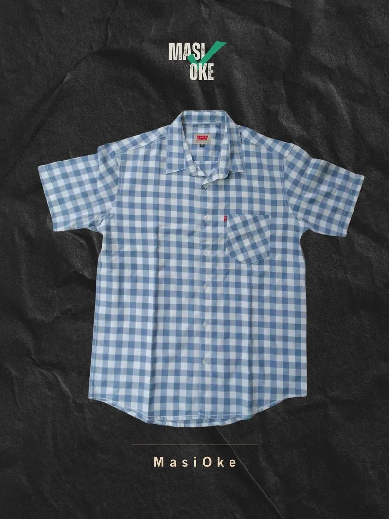 Kemeja lengan pendek kotak-kotak biru-putih | Levi's photo 1