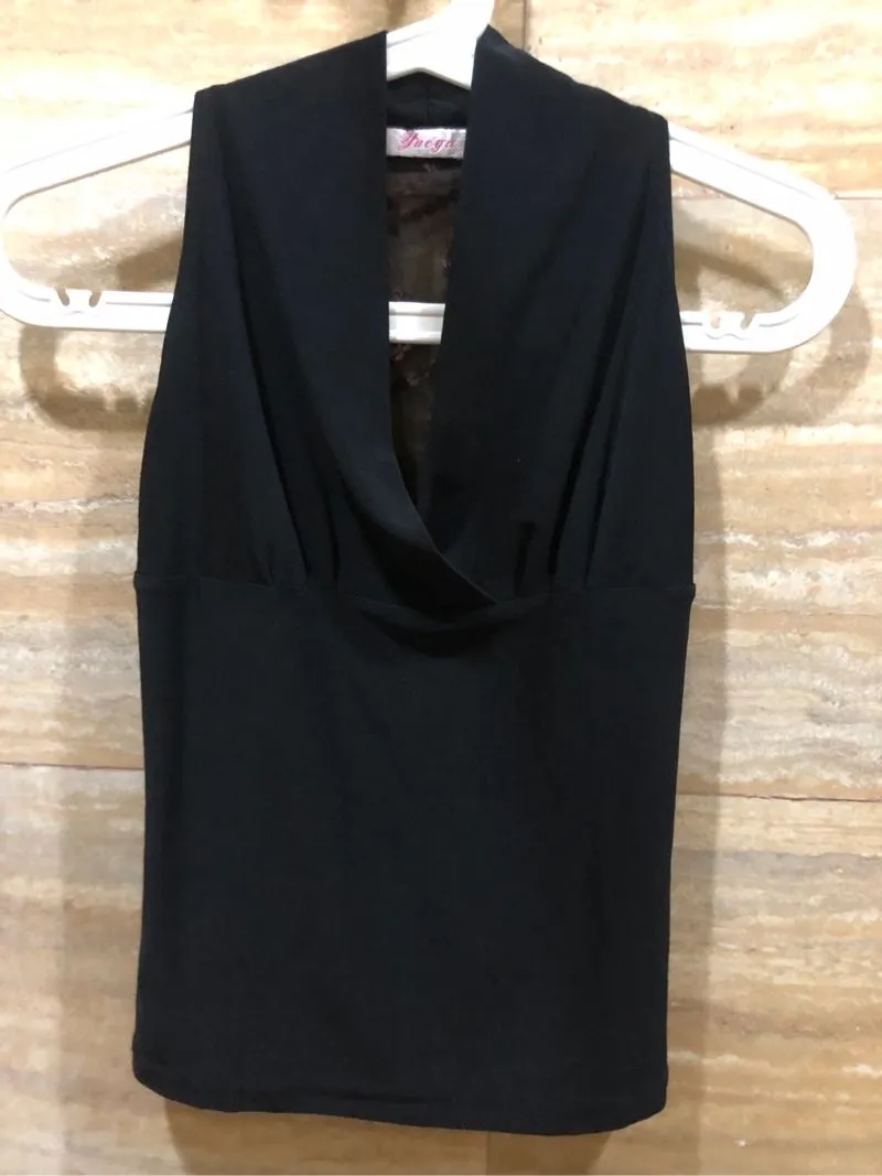 Tank Top/Sleeveless Hitam Elegan V-Neck dgn Payet Belakang photo 1
