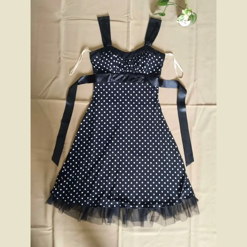 dress mini hitam polkadot photo 1