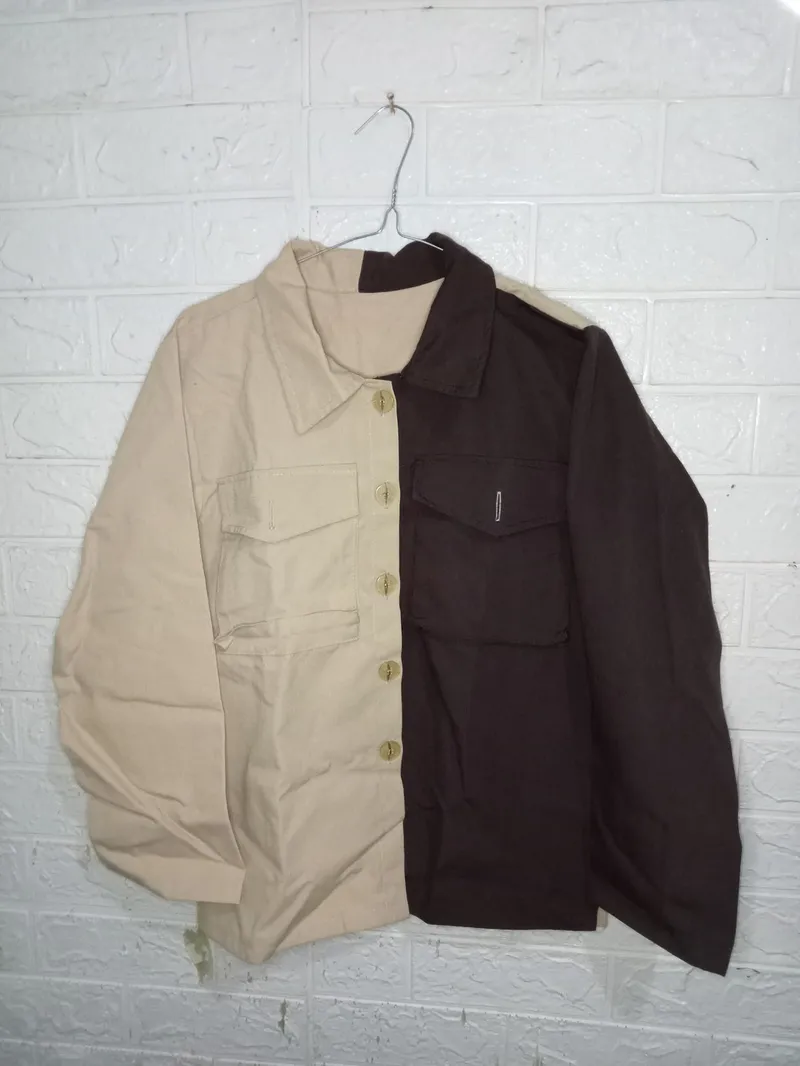 Minimalist Windbreaker Wanita tan brown photo 1